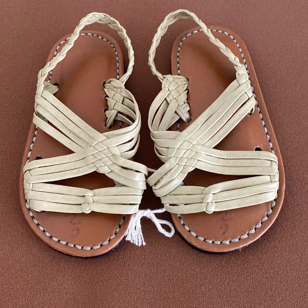 Infant’s Authentic Mexican Handmade Huarache Michoacan Cream Size 2/6